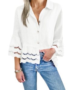 Women's Eyelet Lace Blouse Tops (Buy 2 Free Shipping）