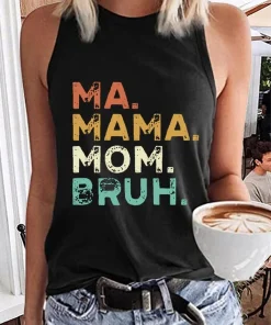 Women's Mother's Day Cool Moms Club Ma Mama Mom Bruh Print Tank Top