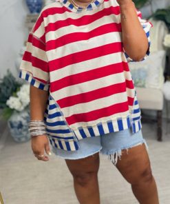 Women's Mixed Stripes Oversized T-shirt (Buy 2 Free Shipping)