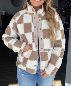 Women's Checkered Sherpa Fleece Jacket (Buy 2 Free Shipping)