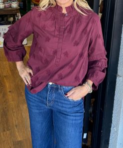 Women's Strawberry Print Ruffle Sleeve Shirt (Buy 2 Free Shipping)
