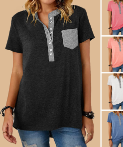 Single Breasted Loose Casual Short Sleeve T-Shirt