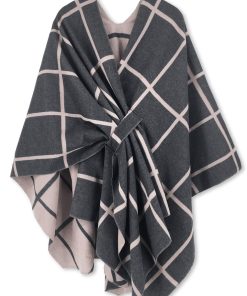 Women's Windowpane Reversible Capes Cardigan Shawls (Buy 2 Free Shipping)