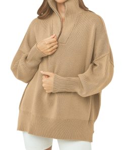 Women's Oversized Quarter Zip Sweater Pullover (Buy 2 Free Shipping)