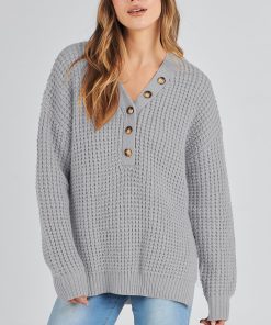 Women's Waffle Side Slit Knit Sweater (Buy 2 Free Shipping)
