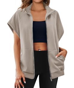 Women's Zip Up Sleeveless Sweatshirt With Pockets (Buy 2 Free Shipping)